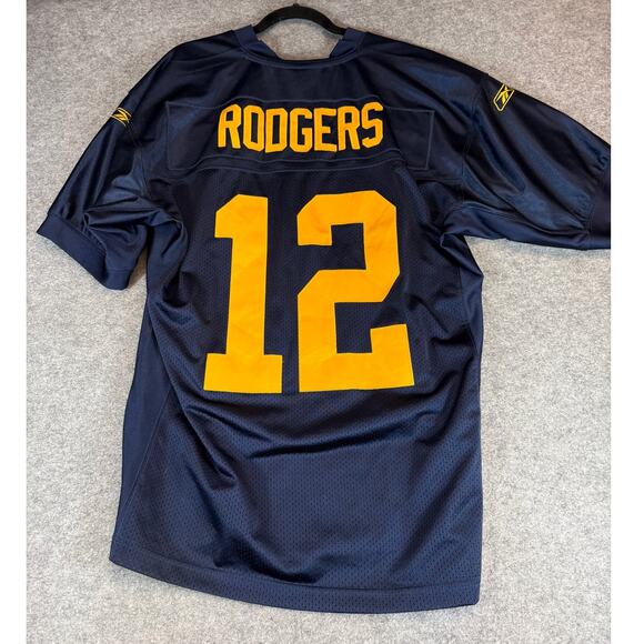 Reebok NFL Aaron Rodgers #12 Packers Throwback Jersey Shirt Mens Size 46 Blue - Picture 2 of 9
